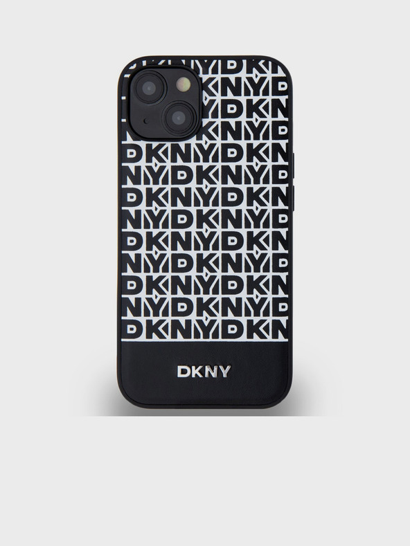 DKNY PU bőr Ismétlődő mintás alsó csíkos MagSafe hátlap iPhone 13-hoz Fekete DKNY Fekete DKNY