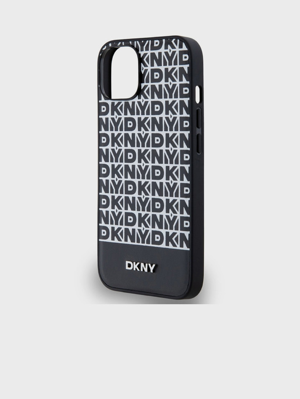 DKNY PU bőr Ismétlődő mintás alsó csíkos MagSafe hátlap iPhone 13-hoz Fekete DKNY Fekete DKNY