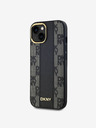 DKNY PU bőrből készült, kockás mintás Magsafe hátlap iPhone 15 készülékhez Fekete DKNY