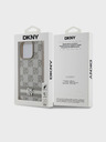 DKNY PU bőrből készült kockás mintás és csíkos hátlapi borító iPhone 14 Pro Max bézs DKNY bézs színű iPhone 14 Pro Max készülékhez