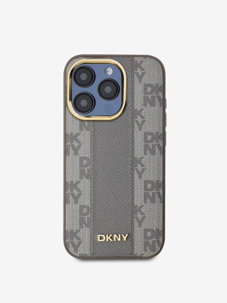 DKNY PU bőr kockás mintás Magsafe hátlap iPhone 15 Pro bézs DKNY 15 Pro bézs DKNY