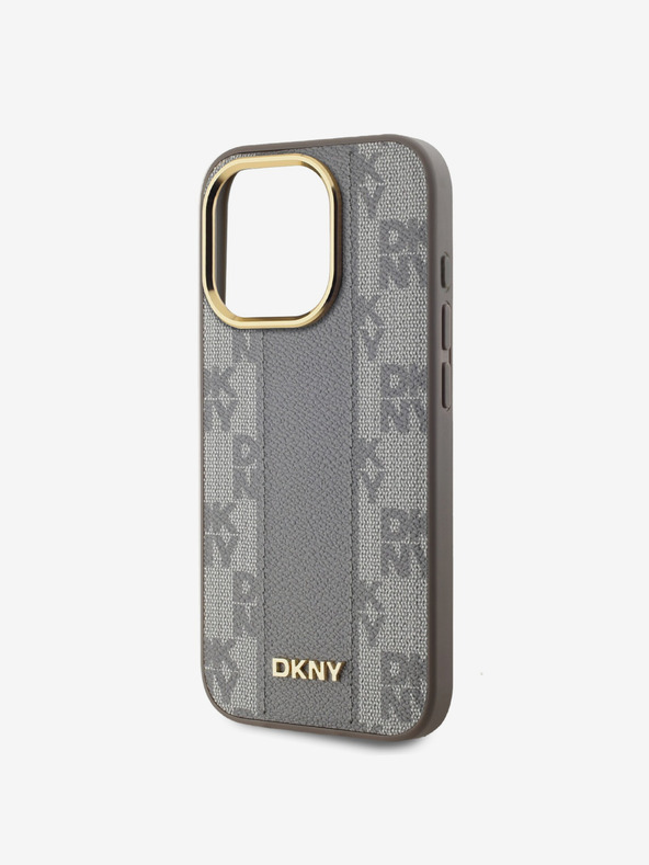 DKNY PU bőr kockás mintás Magsafe hátlap iPhone 15 Pro bézs DKNY 15 Pro bézs DKNY