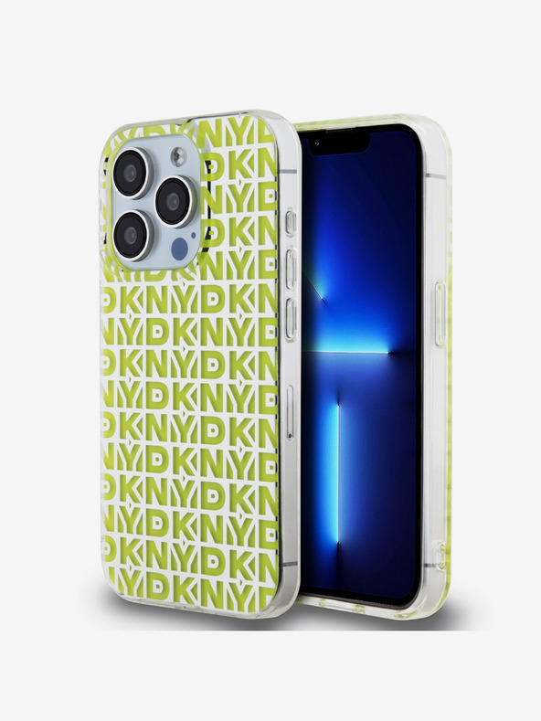 DKNY PC/TPU ismétlődő mintás hátsó borító iPhone 15 Pro Max készülékhez Sárga DKNY