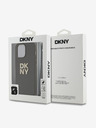 DKNY PU bőr Stack Logo csuklópántos hátlap iPhone 15 Pro barna DKNY