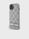 DKNY PU bőr kockás mintás és csíkos hátlapi borító iPhone 15 készülékhez Bézs DKNY DKNY
