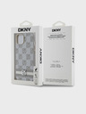 DKNY PU bőr kockás mintás és csíkos hátlapi borító iPhone 15 készülékhez Bézs DKNY DKNY