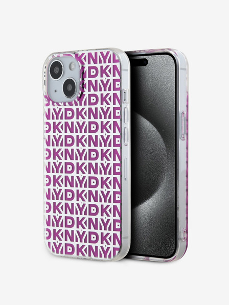 DKNY PC/TPU ismétlődő mintás hátsó borító iPhone 15 rózsaszín DKNY