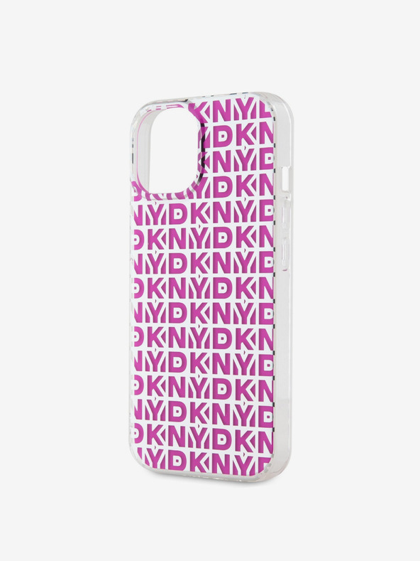 DKNY PC/TPU ismétlődő mintás hátsó borító iPhone 15 rózsaszín DKNY
