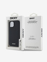 DKNY PU bőr ezüst fém logós Magsafe hátlap iPhone 14 készülékhez Fekete DKNY