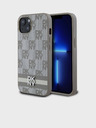 DKNY PU bőr kockás mintás és csíkos hátsó borító iPhone 13-hoz Bézs DKNY DKNY