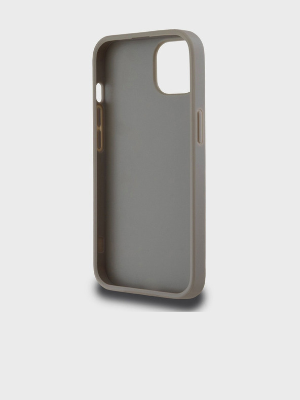 DKNY PU bőr kockás mintás és csíkos hátsó borító iPhone 13-hoz Bézs DKNY DKNY