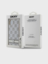 DKNY PU bőr kockás mintás és csíkos hátsó borító iPhone 13-hoz Bézs DKNY DKNY