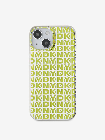DKNY PC/TPU ismétlődő mintás hátsó borító iPhone 15 készülékhez Sárga DKNY
