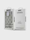 DKNY PU bőrből készült, kockás mintás és csíkos hátlapi borító iPhone 15 Pro bézs DKNY