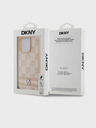 DKNY PU bőr kockás mintás és csíkos hátlapi borító iPhone 15 Pro rózsaszín DKNY