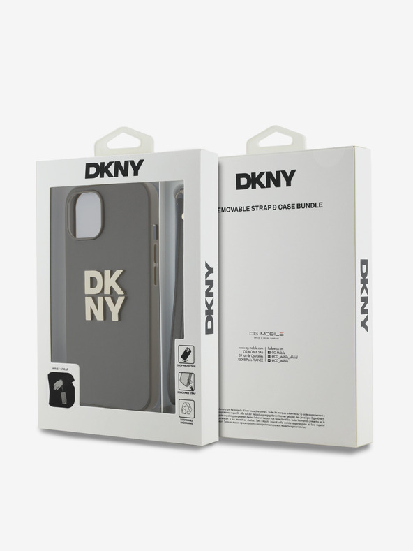 DKNY PU bőr Stack Logo csuklópánt hátlap iPhone 13-hoz Barna DKNY DKNY