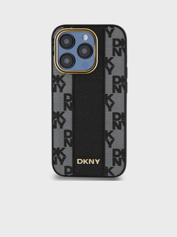 DKNY PU bőr kockás mintás Magsafe hátlap iPhone 15 Pro fekete DKNY fekete DKNY