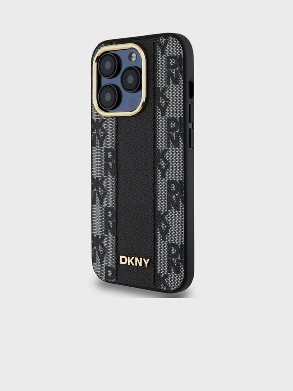 DKNY PU bőr kockás mintás Magsafe hátlap iPhone 15 Pro fekete DKNY fekete DKNY
