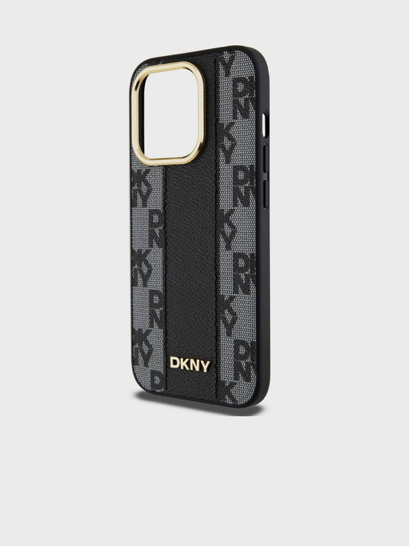 DKNY PU bőr kockás mintás Magsafe hátlap iPhone 15 Pro fekete DKNY fekete DKNY