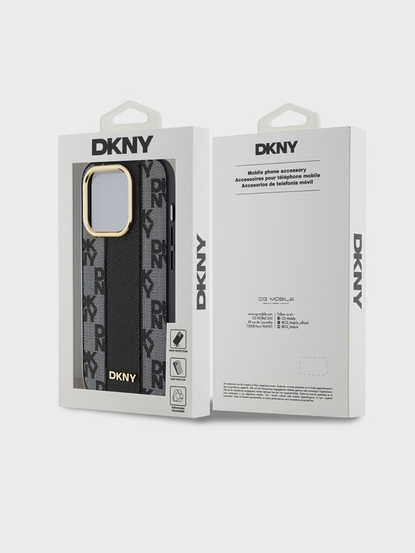 DKNY PU bőr kockás mintás Magsafe hátlap iPhone 15 Pro fekete DKNY fekete DKNY