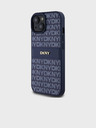 DKNY PU bőr ismétlődő mintás, tónusos csíkos hátlap iPhone 15 kék DKNY DKNY