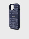DKNY PU bőr ismétlődő mintás, tónusos csíkos hátlap iPhone 15 kék DKNY DKNY