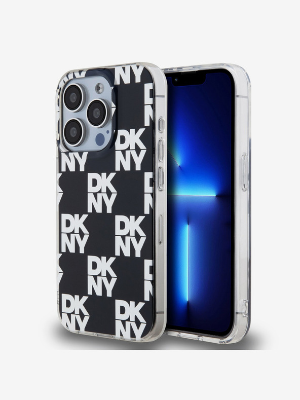 DKNY PC/TPU kockás mintás hátsó borító iPhone 14 Pro Fekete DKNY