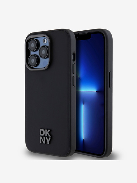 DKNY PU bőr Stack Logo Magsafe hátlap iPhone 15 Pro Max-hoz Fekete DKNY DKNY