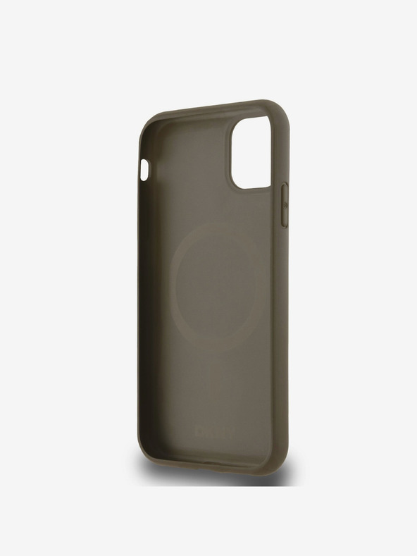 DKNY PU bőr ismétlődő mintás alsó csíkos MagSafe hátlap iPhone 11-hez Barna DKNY