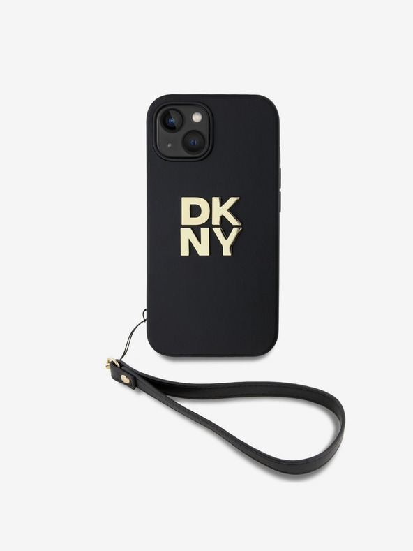 DKNY PU bőr Stack Logo csuklópánt hátlap iPhone 13-hoz Fekete DKNY DKNY