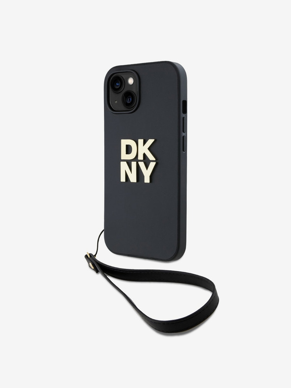 DKNY PU bőr Stack Logo csuklópánt hátlap iPhone 13-hoz Fekete DKNY DKNY