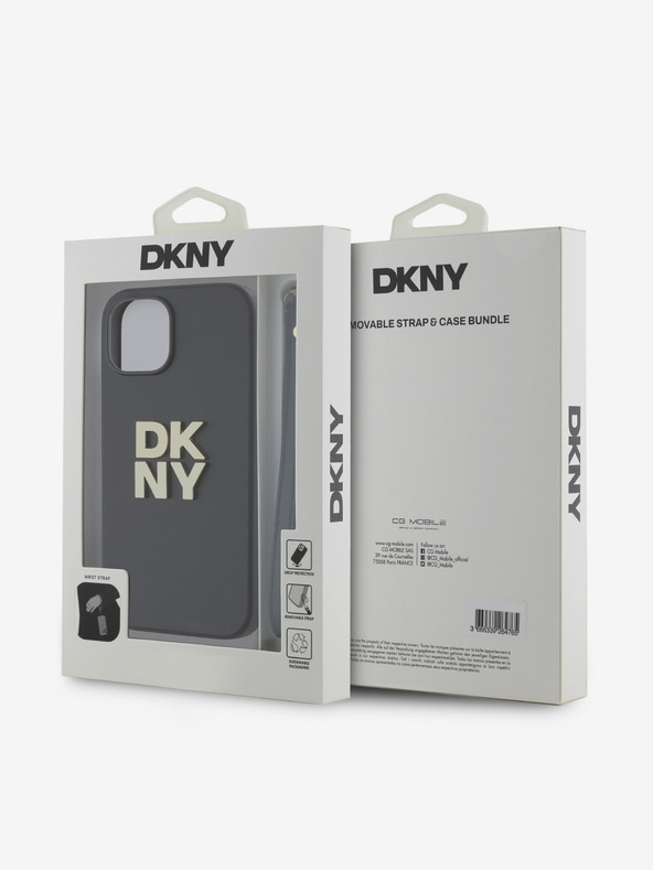 DKNY PU bőr Stack Logo csuklópánt hátlap iPhone 13-hoz Fekete DKNY DKNY