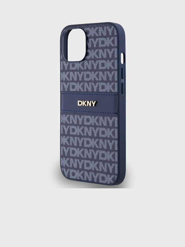 DKNY PU bőr ismétlődő mintás, tónusos csíkos hátlapi borító iPhone 14 kék DKNY DKNY