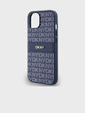 DKNY PU bőr ismétlődő mintás, tónusos csíkos hátlapi borító iPhone 14 kék DKNY DKNY