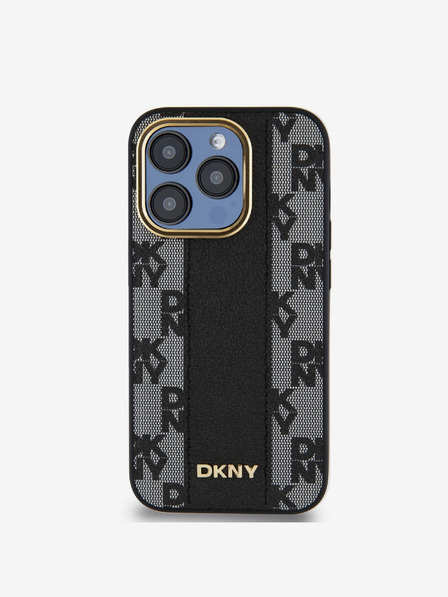 DKNY PU bőr kockás mintás Magsafe hátlap iPhone 15 Pro Max fekete DKNY DKNY