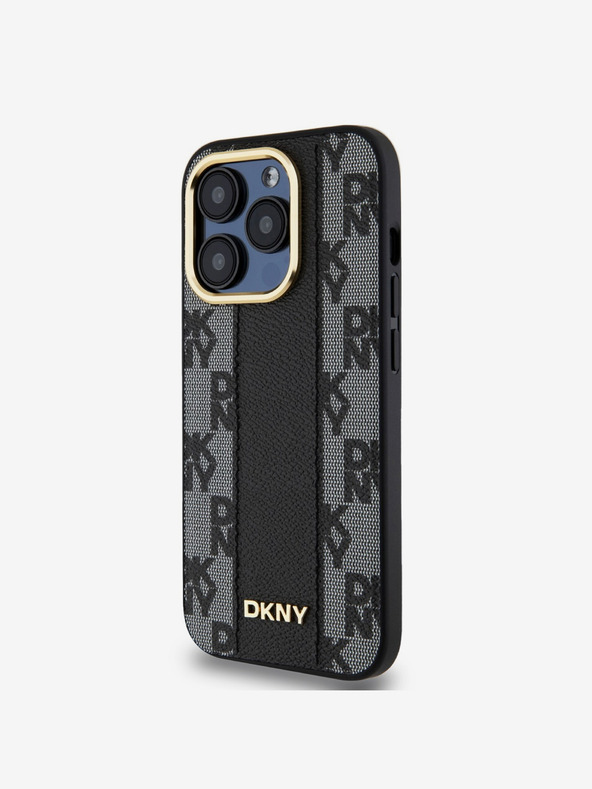 DKNY PU bőr kockás mintás Magsafe hátlap iPhone 15 Pro Max fekete DKNY DKNY