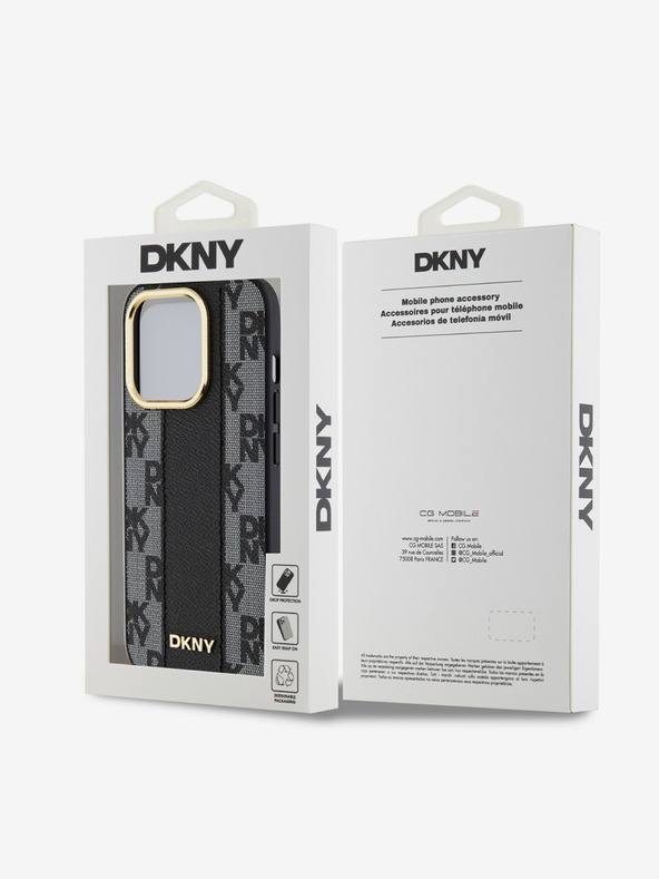 DKNY PU bőr kockás mintás Magsafe hátlap iPhone 15 Pro Max fekete DKNY DKNY