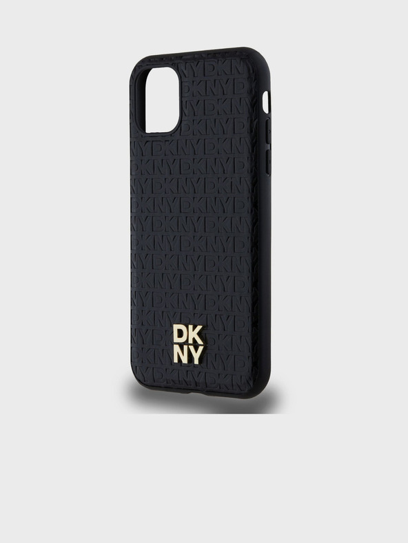 DKNY PU bőr Repeat Pattern Stack Logo Magsafe hátlap iPhone 11 fekete DKNY DKNY fekete iPhone 11-hez