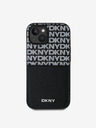 DKNY PU bőr Ismétlődő mintás kártya zsebes hátlap iPhone 15 fekete DKNY DKNY