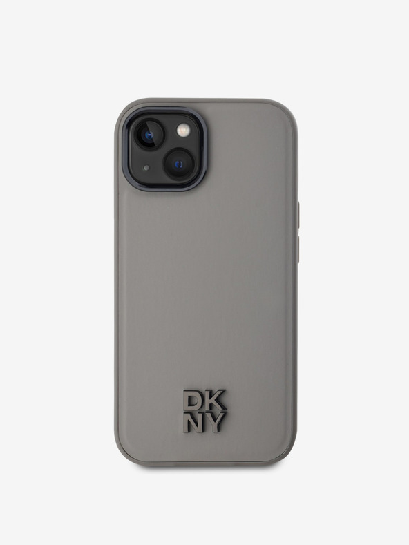 DKNY PU bőr Stack Logo Magsafe Magsafe hátlap iPhone 15 szürke DKNY DKNY
