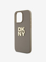 DKNY PU bőr Stack Logo csuklópánt hátlap iPhone 14 Pro Max bézs DKNY