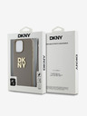 DKNY PU bőr Stack Logo csuklópánt hátlap iPhone 14 Pro Max bézs DKNY