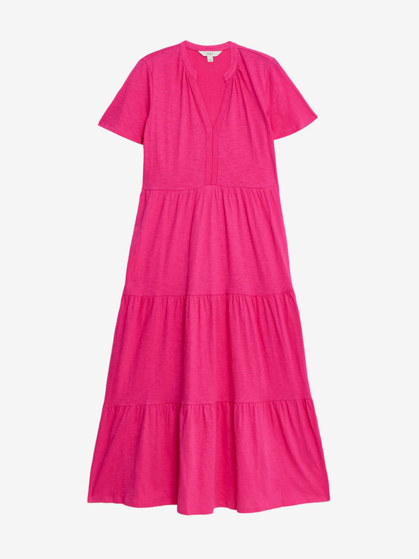 Marks & Spencer Sötét rózsaszín női jersey midi ruha fodrokkal Marks & Spencer