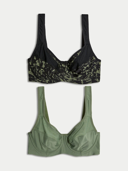 Marks & Spencer Két női sportmelltartóból álló készlet fekete és zöld színben Marks & Spencer