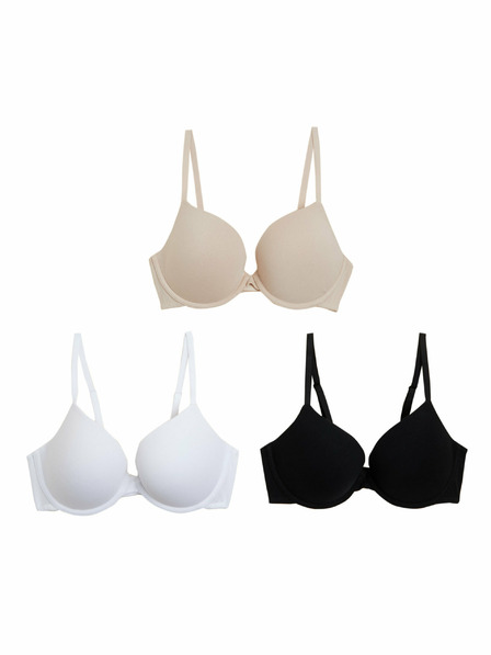 Marks & Spencer Marks & Spencer három darabos női push-up melltartó készlet bézs, fehér és fekete színben, merevítővel