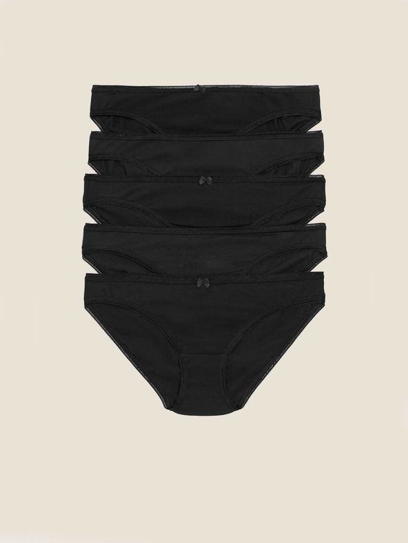 Marks & Spencer Marks & Spencer fekete pamut Lycra® bikinialsó, 5 csomag, Lycra® pamut, 5 csomag