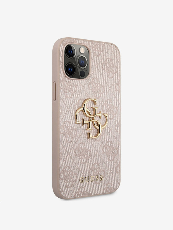 Guess PU 4G Metal Logo Zadní Kryt pro iPhone 12/12 Pro Pink Telefontok