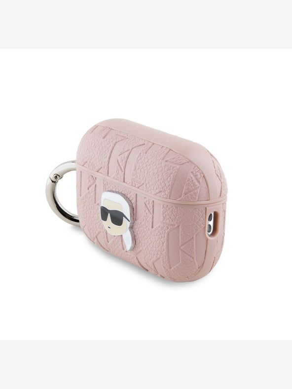 Karl Lagerfeld Karl Lagerfeld PU dombornyomott Karl fej tok az AirPods Pro 2 rózsaszínű készülékhez