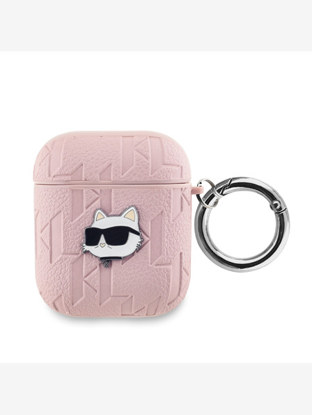 Karl Lagerfeld PU dombornyomott Choupette fej tok az AirPods 1/2 rózsaszín Karl Lagerfeldhez