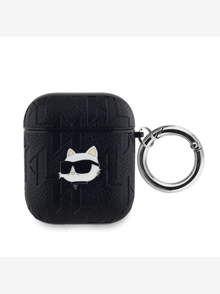 Karl Lagerfeld Karl Lagerfeld PU dombornyomott Choupette fejek tok az AirPods 1/2-hez Fekete